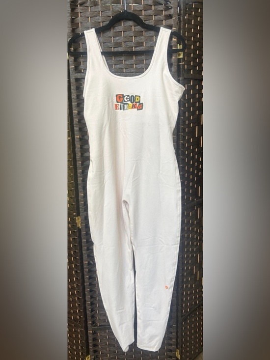 ethika Pants - ethika White Sleeveless Jumpsuit with Subtle Orange Logo